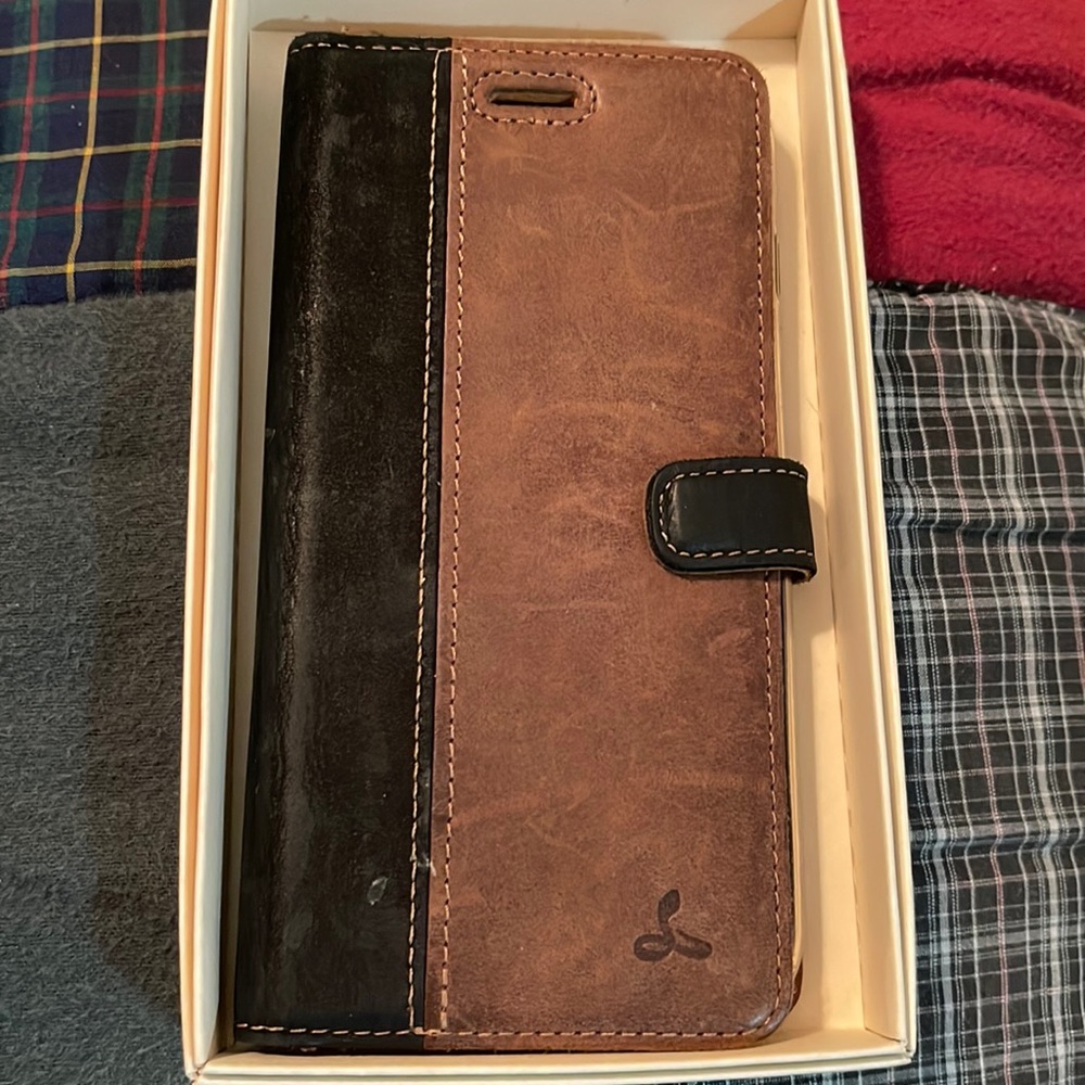 Snakehive London iPhone 8 Plus leather/suede brown/black case